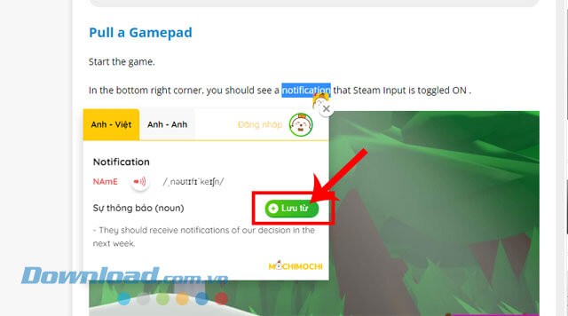 Nhấp chuột vào nút Lưu từ