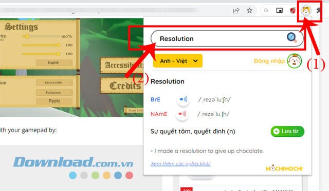 Nhập từ vựng mà mình muốn tra