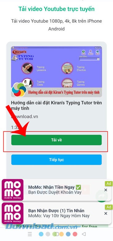 Ấn vào nút Tải về