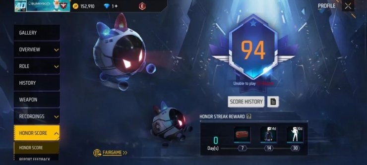 Điểm danh dự trong Free Fire