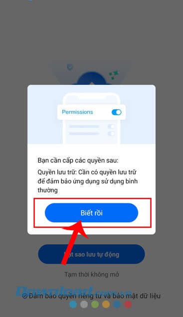 Chạm vào nút Biết rồi