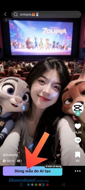 Chạm vào nút Dùng mẫu do AI tạo