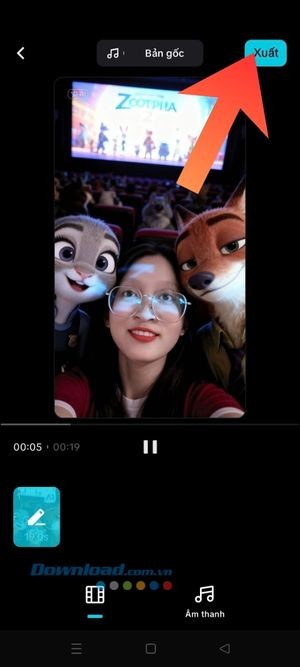 Nhấn vào nút Xuất