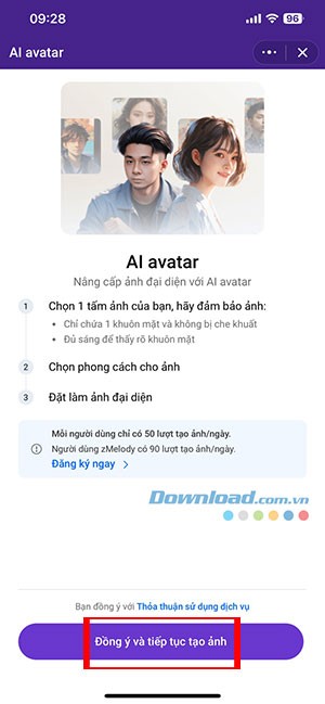 tao anh dai dien Tet bang Zalo AI 2*457438