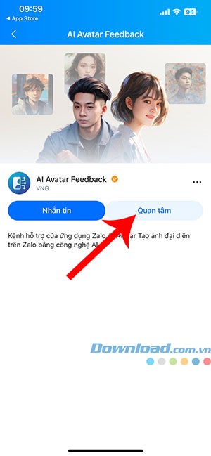 cach tao Zalo AI Avatar 2*440361