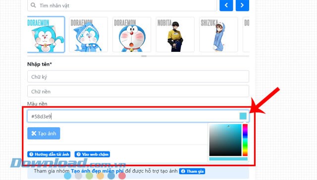 Chọn lại màu nền