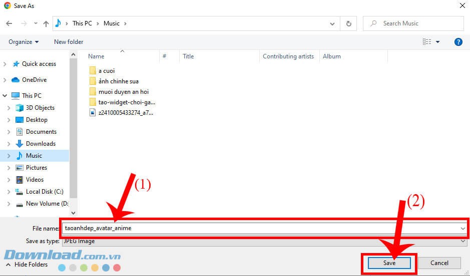 Nhấn vào nút Save