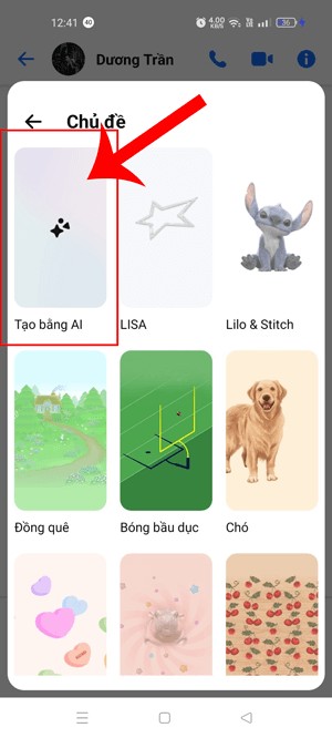 Chạm vào mục Tạo bằng AI