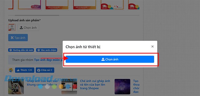 Nhấn vào nút Chọn ảnh