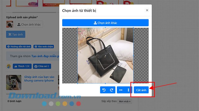 Click chuột vào nút Cắt ảnh