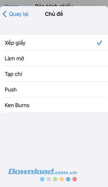 Thay đổi chủ đề Slideshow