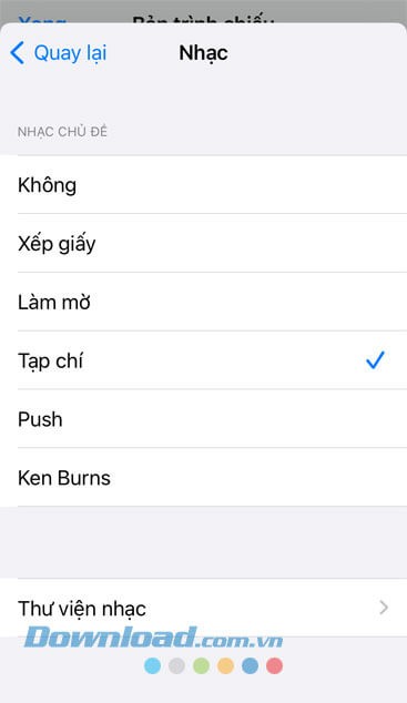 Đổi nhạc nền của Slideshow