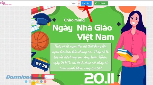 Nhấn vào nút Lưu ảnh