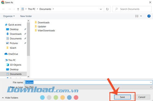 Đặt tên file ảnh thiệp > Nhấp chuột vào nút Save