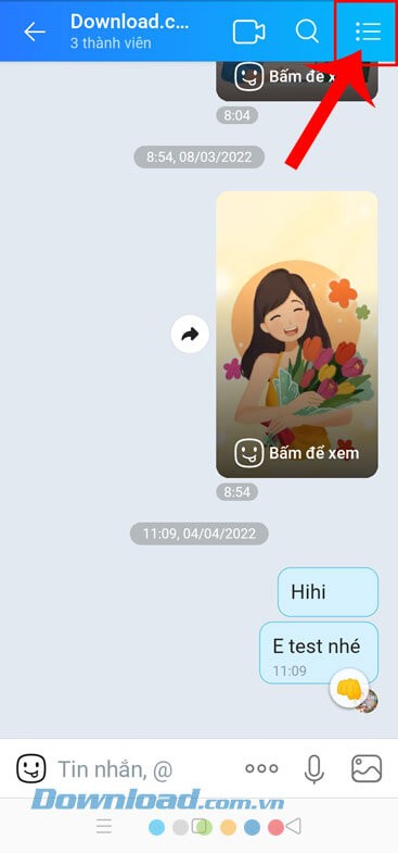 Nhấn vào biểu tượng ba dấu gạch ngang