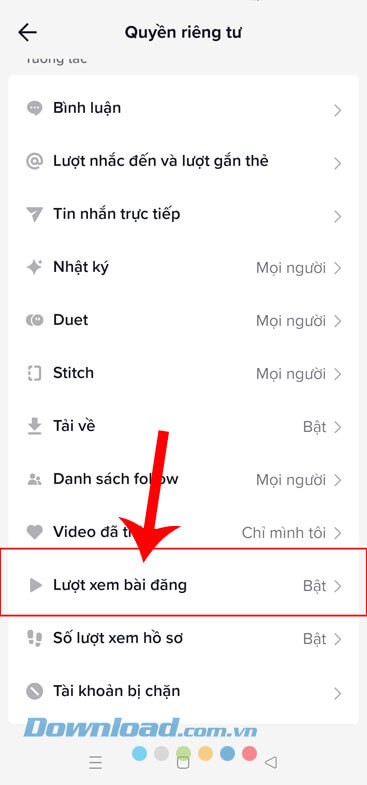 Ấn vào mục Lượt xem bài đăng