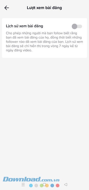 Tắt công tắc tại mục Lượt xem bài đăng
