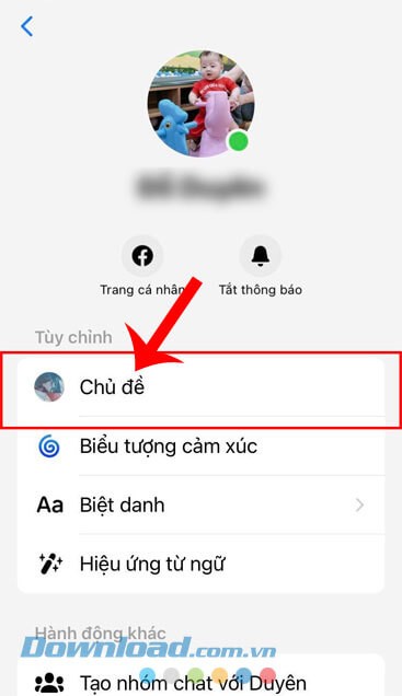 Nhấn vào mục Chủ đề
