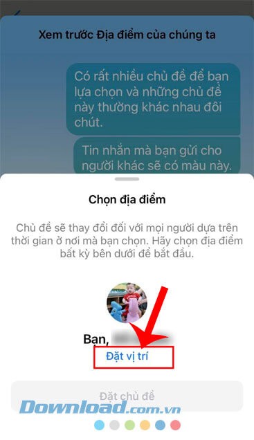 Chạm vào nút Đặt vị trí
