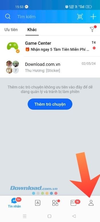 Ấn vào mục Cá nhân