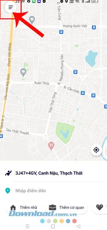 Nhấn vào biểu tượng ba dấu gạch ngang