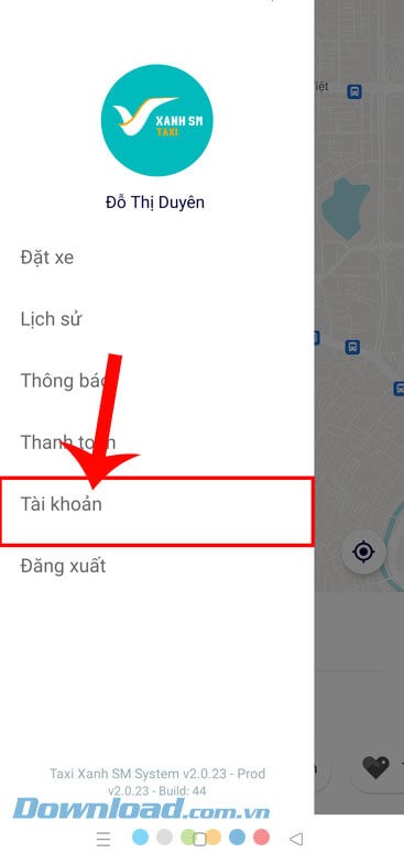 Ấn vào mục Tài khoản