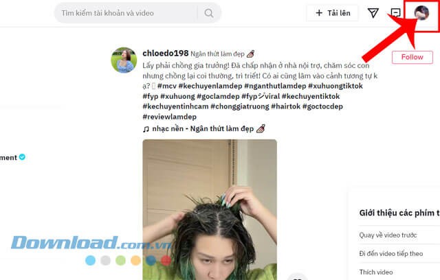 Click chuột vào biểu tượng tài khoản