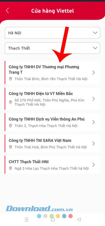 Chọn cửa hàng gần nhất