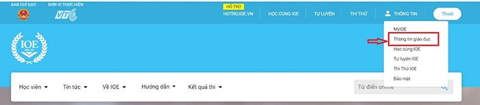 Hướng dẫn thay đổi thông tin tài khoản IOE cho học sinh