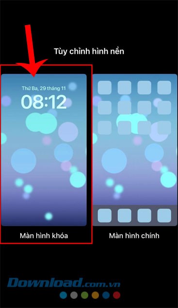 Ấn và chọn mục Màn hình khóa