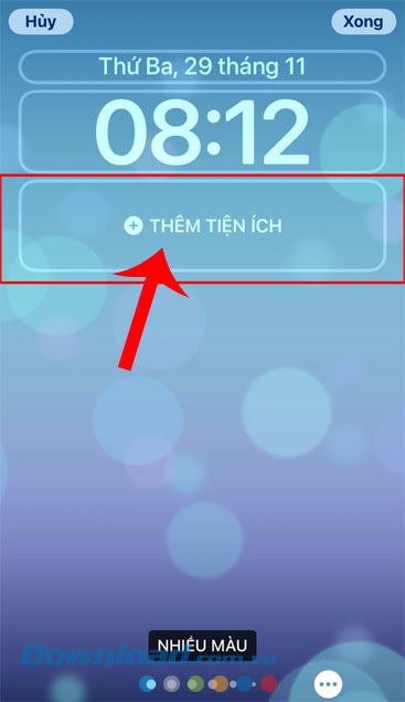 Chạm vào mục Thêm tiện ích