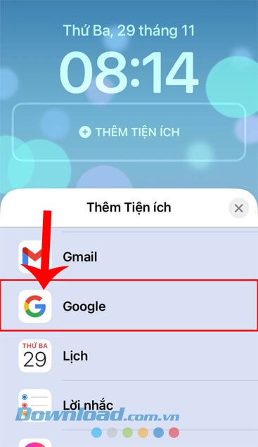 Nhấn vào mục Google