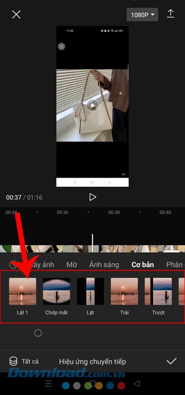 Chọn hiệu ứng theo chủ đề