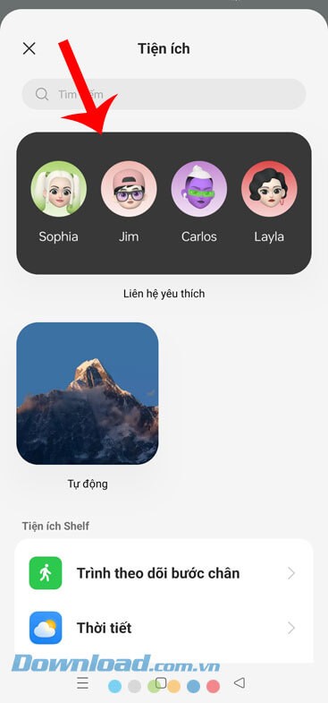 Chọn tiện ích bất kỳ