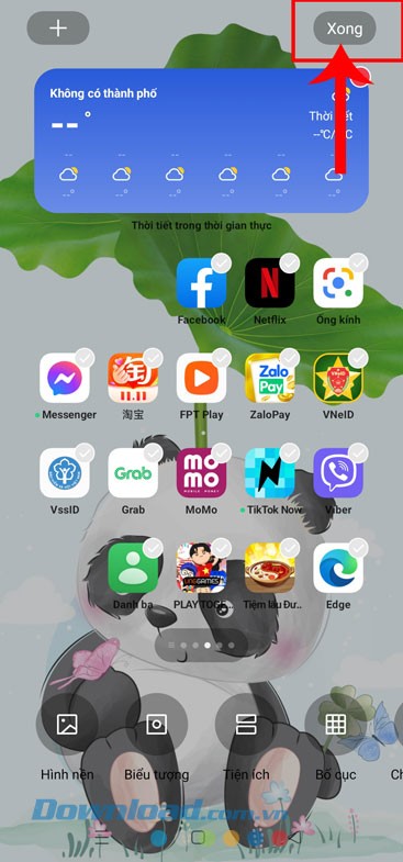 Chạm vào nút Xong