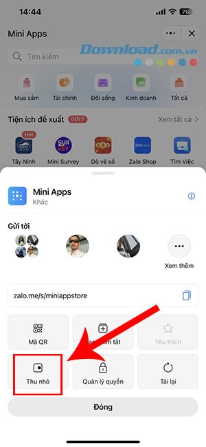 Zalo thu nho Mini Apps 2*409654
