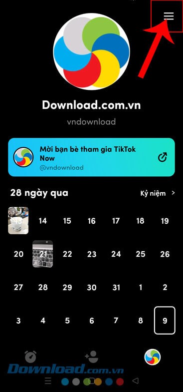 Chạm vào biểu tượng ba dấu gạch ngang