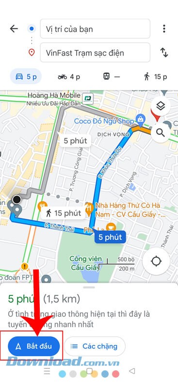 Chạm vào nút Bắt đầu