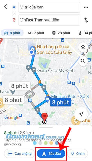 Nhấn vào nút Bắt đầu