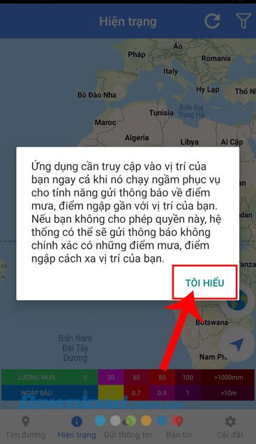 Chạm vào nút Tôi hiểu