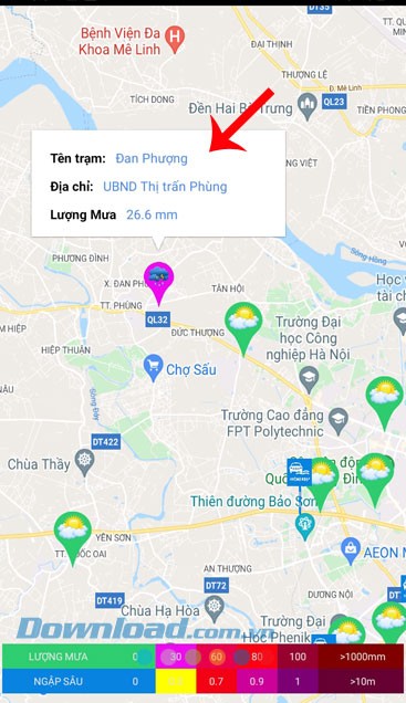 Thông tin lượng mưa của địa điểm