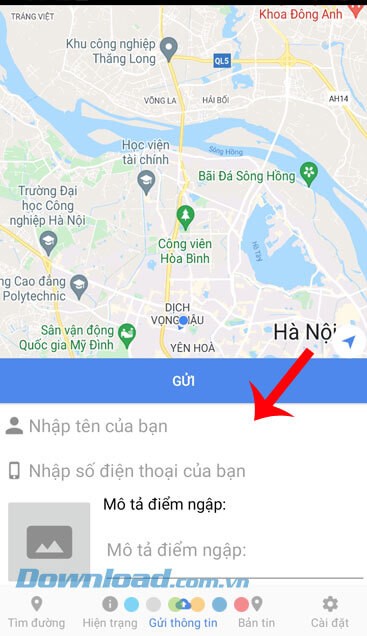 Nhập thông tin điểm ngập lụt