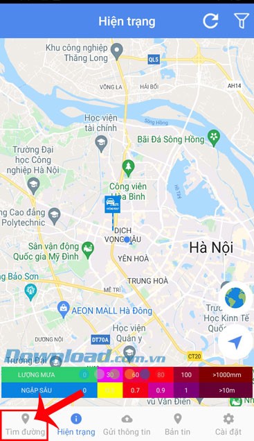 Chạm vào mục Tìm đường