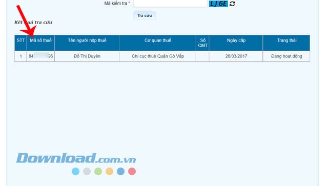 Bảng thông tin thuế