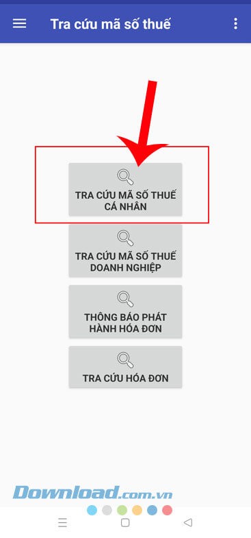 Nhấn vào mục Tra cứu mã số thuế cá nhân