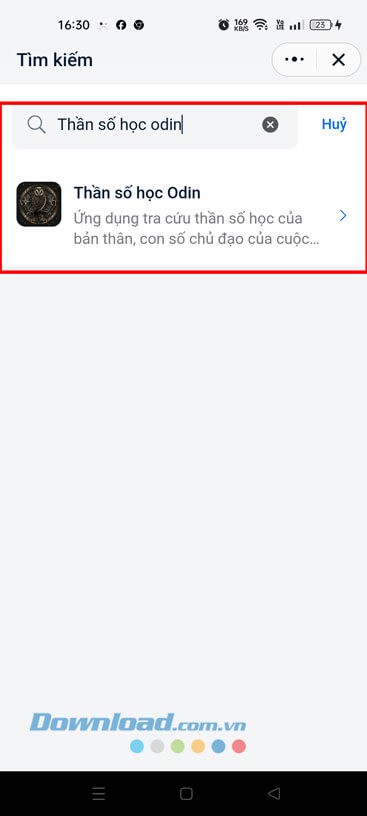 Tìm kiếm và truy cập vào mục Thần số học Odin.