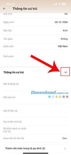 VNeID thong tin cu tru 5*405341