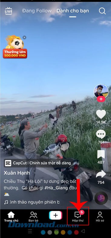 Ấn vào mục Hộp thư