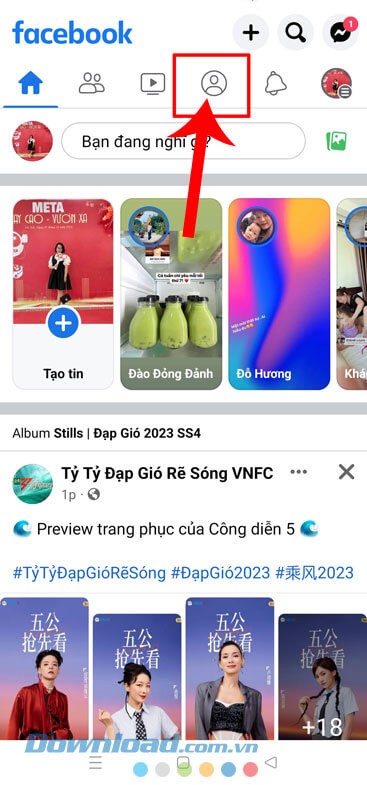 Ấn vào biểu tượng tài khoản