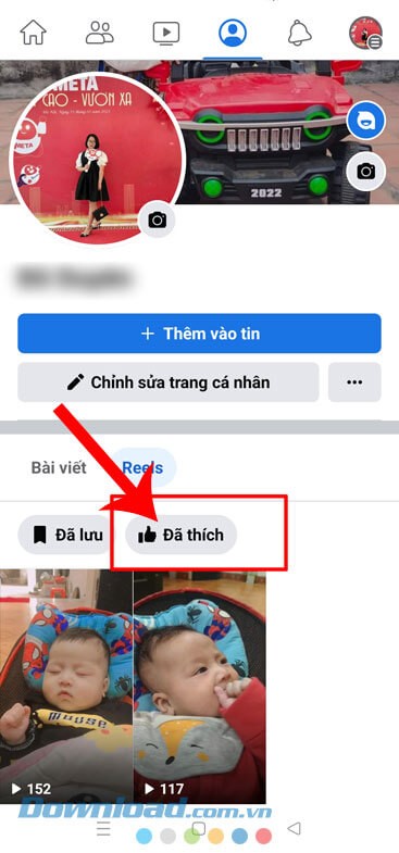 Nhấn vào nút Đã thích